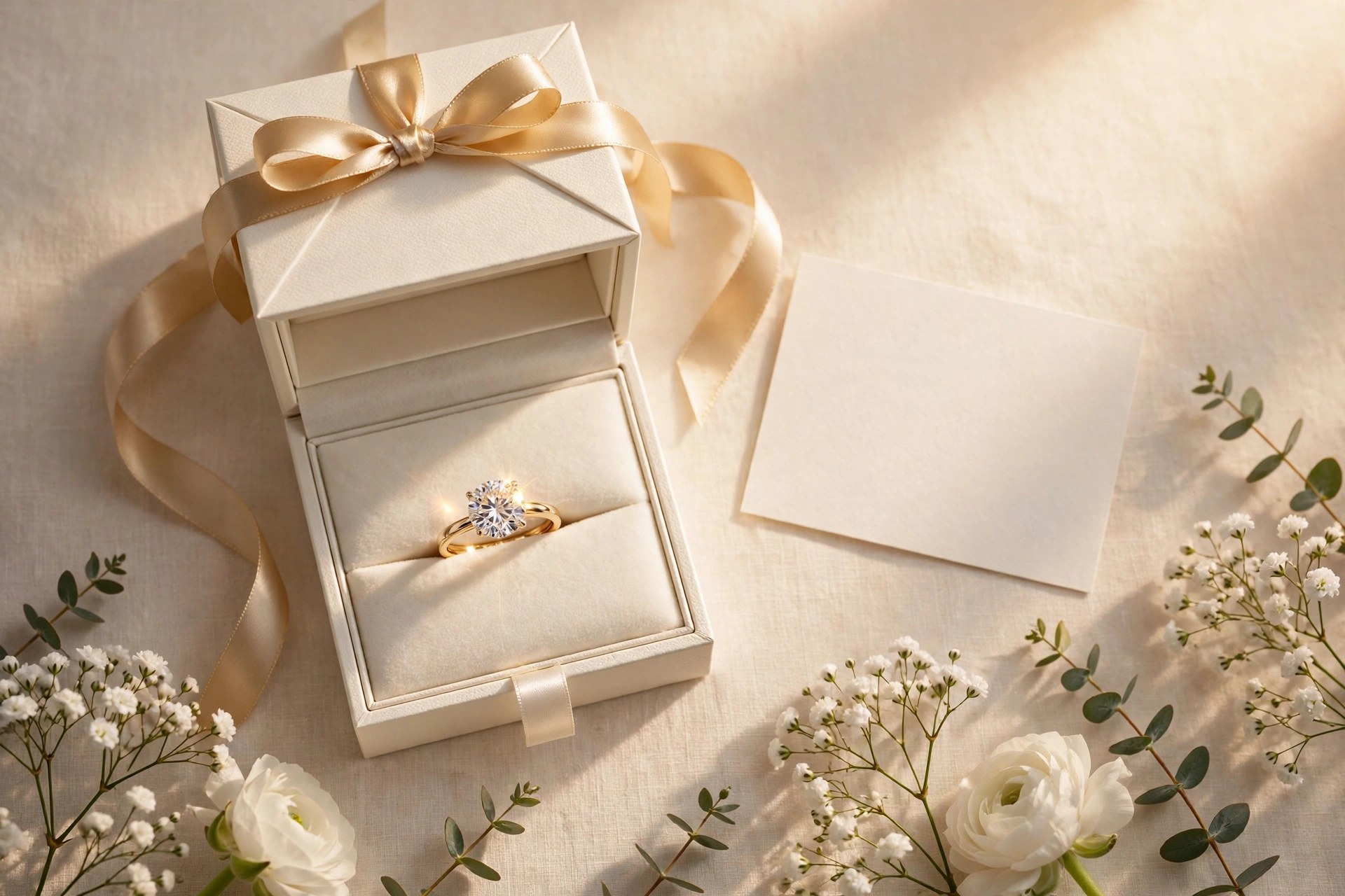 AURELLE gift packaging with moissanite ring
